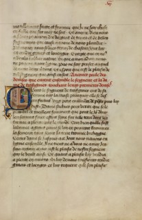 Initial Q: Gillion and Marie Gazing at Carp and Gillion Praying, 1464. Creators: Lieven van Lathem, David Aubert.