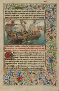 Gillion's Ship Attacked by the Sultan's Army; Roman de Gillion de Trazegnies, 1464. Creators: Lieven van Lathem, David Aubert.
