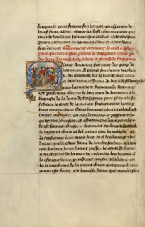 Initial Q: Gillion's Sons in a Mock Joust; Roman de Gillion de Trazegnies, 1464. Creators: Lieven van Lathem, David Aubert.