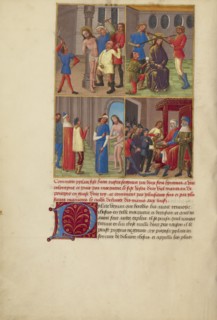 The Flagellation: The Crowning with Thorns: The Mocking of Christ..., about 1480-1490. Creators: Master of Guillaume Lambert, Workshop of Master of Guillaume Lambert.