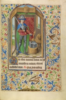 Saint Adrian Armed with a Sword and an Anvil; Book of Hours, about 1466-1470. Creator: Master of Jacques of Luxembourg.
