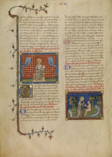 Day of Rest: Lord Enthroned: God and Adam in the Garden, about 1360-1370. Creator: Master of Jean de Mandeville.
