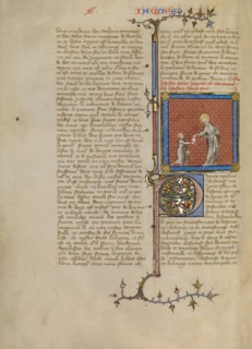 Saint Peter Handing a Letter to a Messenger, about 1360-1370. Creator: Master of Jean de Mandeville.