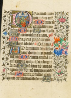 Initial D: The Annunciation to the Shepherds; Book of Hours, about 1430-1440. Creator: Fastolf Master.