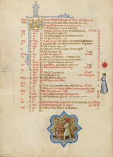 A Man Making a Barrel: Zodiacal Sign of Virgo; Missal, between about 1389 and 1400. Creator: Master of the Brussels Initials.