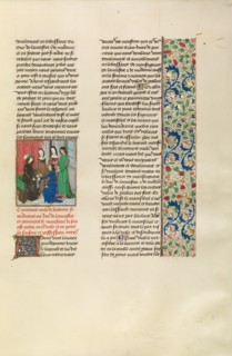 John of Gaunt Receiving the Key to the Town of Bayonne, c1380s; about 1480-1483. Creator: Master of the Copenhagen Caesar.