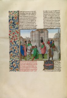 The Dukes of Berry and Burgundy Departing from Paris to Meet with the Duke of Bretagne; c1390ss. Creator: Master of the Getty Froissart.