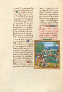 Jacques de Lalaing Kneeling before the King of Castile: Bull Baiting, about 1530. Creator: Master of the Getty Lalaing.