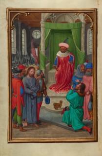 Christ before Herod; Prayer Book of Cardinal Albrecht of Brandenburg, about 1525-1530. Creator: Simon Bening.