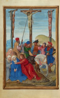 The Piercing of Christ's Side; Prayer Book of Cardinal Albrecht of Brandenburg, about 1525-1530. Creator: Simon Bening.