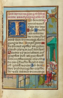 Border with Samuel Brought before Eli; Prayer Book of Cardinal Albrecht of Brandenburg, c1525-30 Creator: Simon Bening.