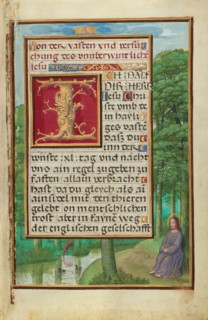 Border with Christ in the Wilderness; Prayer Book of Cardinal Albrecht of Brandenburg, about 1525-30 Creator: Simon Bening.