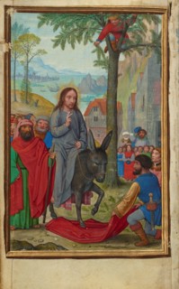 The Entry into Jerusalem; Prayer Book of Cardinal Albrecht of Brandenburg, about 1525-1530. Creator: Simon Bening.