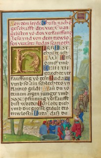 Border with Joseph Being Sold by His Brothers, about 1525-1530. Creator: Simon Bening.
