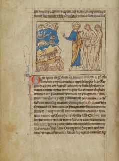 The Creation of the Animals and of Adam and Eve; Northumberland Bestiary, about 1250-1260. Creator: Unknown.