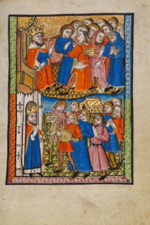 David Bringing the Ark of the Covenant to Jerusalem; Illustrated Vita Christi..., about 1480-1490. Creator: Unknown.