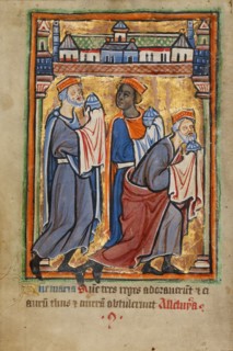 The Adoration of the Magi; Illustrated Vita Christi..., about 1190-1200; text added about 1480-1490. Creator: Unknown.