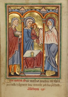 The Presentation in the Temple, about 1190-1200; text added about 1480-1490. Creator: Unknown.