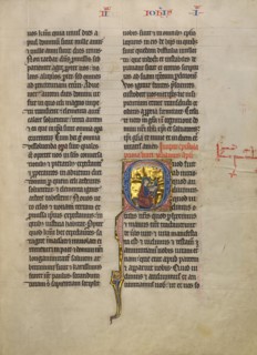 Initial Q: Saint John the Evangelist; Concluding Volume of a Bible, about 1260-1270. Creator: Unknown.