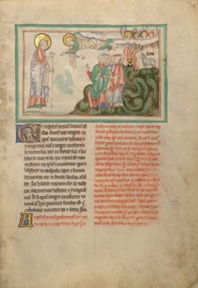 The Third Angel and the Ban to Adore the Beast; Dyson Perrins Apocalypse, about 1255-1260. Creator: Unknown.
