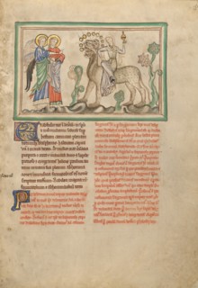 The Great Harlot on the Beast; Dyson Perrins Apocalypse, about 1255-1260. Creator: Unknown.