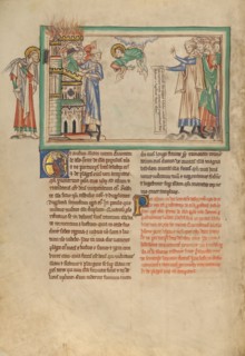 The People of God Leaving Babylon and Merchants Lamenting Babylon, about 1255-1260. Creator: Unknown.