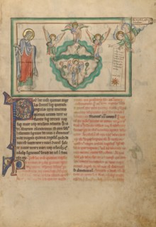 Angels Holding the Four Winds and an Angel Signifying Christ, about 1255-1260. Creator: Unknown.
