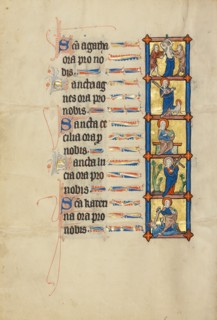 The Martyrdom of Saint Agatha: Saint Agnes: Saint Cecilia: Saint Lucy: Saint..., about 1300. Creator: Unknown.