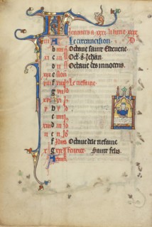 Calendar Page for January: Feasting: Janus; Ruskin Hours, about 1300. Creator: Unknown.