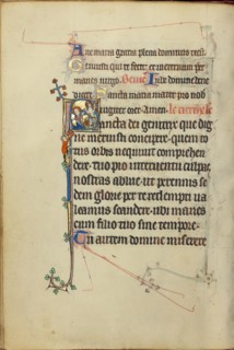 Initial S: The Virgin Mary Interceding for a Young Man before Christ Showing his Wounds, about 1300. Creator: Unknown.