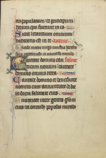 Initial C: A Monk, possibly Franciscan, Preaching from a Pulpit; Ruskin Hours, about 1300. Creator: Unknown.