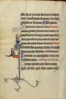 Initial J: David Playing the Harp and Two Persons Praying; Ruskin Hours, about 1300. Creator: Unknown.