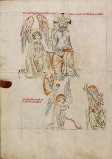 The Lord Sending out Gabriel: The Annunciation; Vita beatae Hedwigis, 1353. Creator: Unknown.