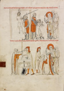 Saint Hedwig Rescuing a Man from Hanging: Saint Hedwig Freeing the Hands of a Woman..., 1353. Creator: Unknown.