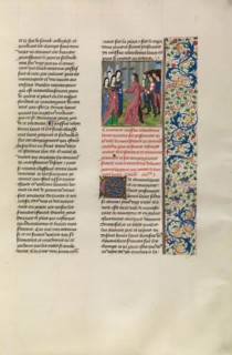 Jean de Bonne Lance Leading the Captured English before the Ladies of Montferrant, c1380s. Creator: Unknown.