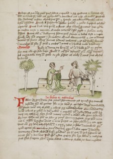 A Woman Speaking to a Horseman; Fables, third quarter of 15th century. Creator: Unknown.