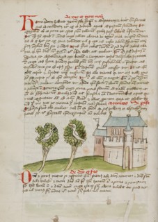 A Bird Perched in a Tree near a Town; Fables, third quarter of 15th century. Creator: Unknown.