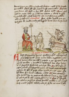 A Monkey Kneeling before Jupiter; Fables, third quarter of 15th century. Creator: Unknown.
