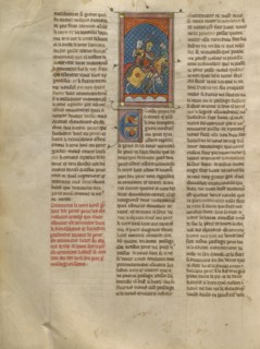 King Hoel Fighting Kahedin and the Seneschal Keu on a Bridge, about 1320-1340. Creator: Unknown.