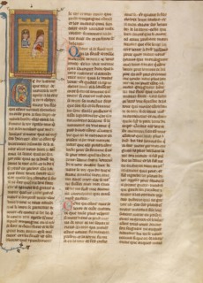 Queen Gloriande Throwing Herself from a Window, about 1320-1340. Creator: Unknown.
