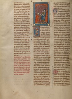 A Knight Presenting a Magic Ivory Horn to King Mark, about 1320-1340. Creator: Unknown.
