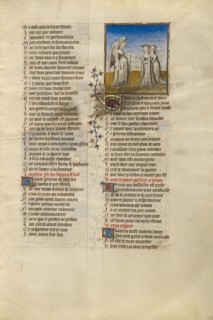 Venus Speaking to the Personifications of Shame and Anxiety; Roman de la Rose, about 1405. Creator: Unknown.