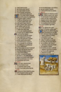 Three Men Cast to the Ground as the Castle of Generosity Collapses; Roman de la Rose, about 1405. Creator: Unknown.