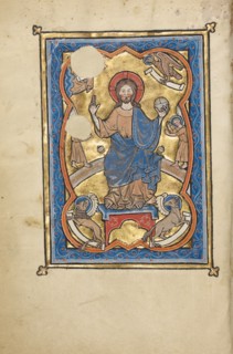 Christ in Majesty Surrounded by the Symbols of the Four Evangelists; Psalter, mid-1200s. Creator: Unknown.