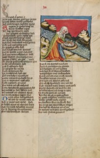 Moses Placed in the River; Weltchronik, about 1400-1410. Creator: Unknown.