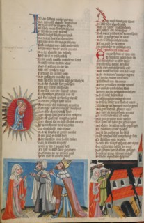 The Virgin as Queen of Heaven: The Emperor Augustus Told of Jesus's Birth..., about 1400-1410. Creator: Unknown.