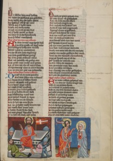 The Resurrection: The Appearance of Christ to his Mother; Weltchronik, about 1400-1410. Creator: Unknown.