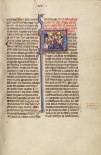 Initial N: A Man Dictating his Testament to a Notary and Supplicants before..., about 1290-1310. Creator: Unknown.