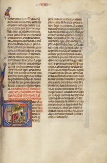 Initial T: Two Men Digging; Vidal Mayor, about 1290-1310. Creator: Unknown.
