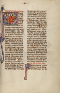 Initial S: A Man Who Has Killed Another Man Led by Soldiers before a Judge, about 1290-1310. Creator: Unknown.